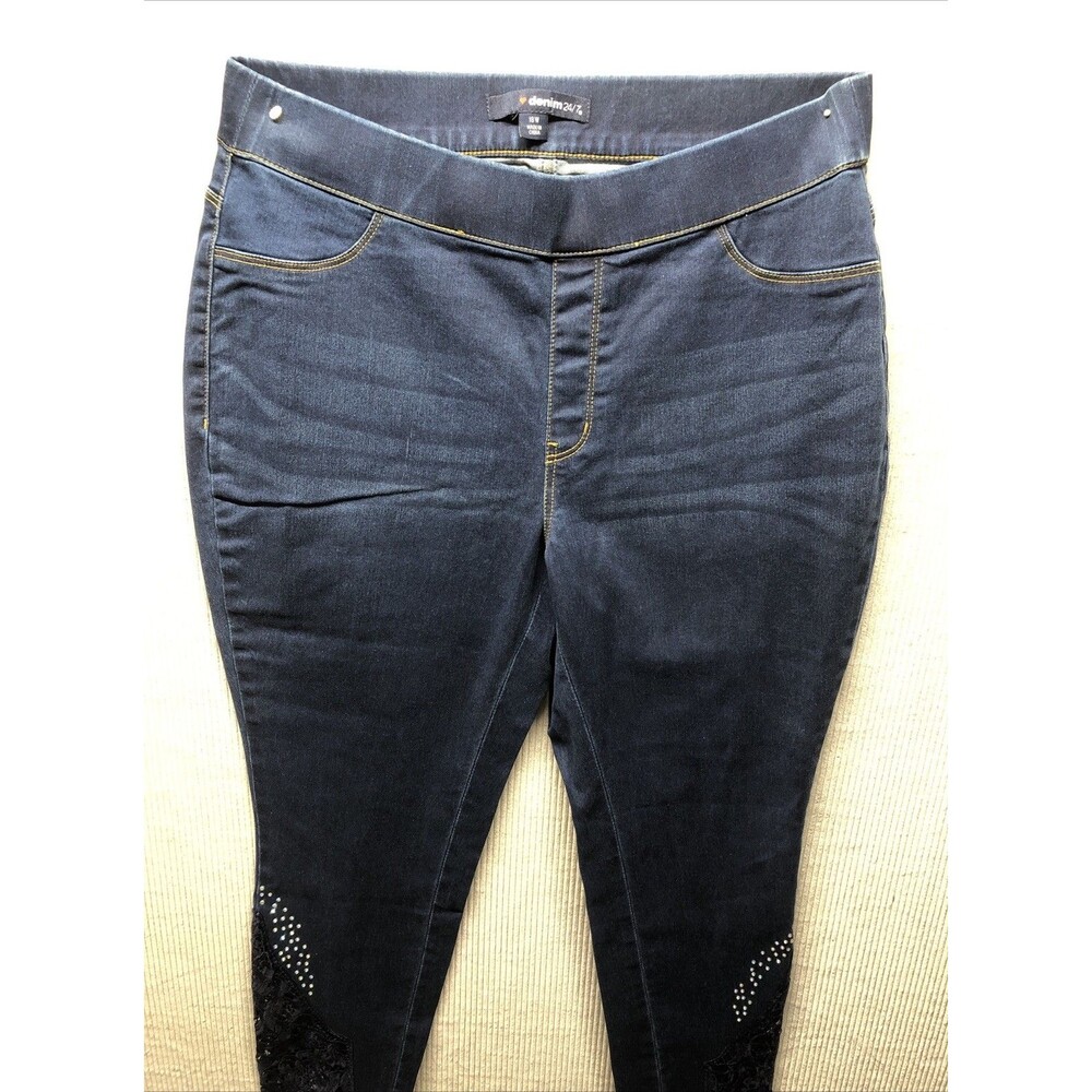 Denim 24/7 Jegging Size 18W Lace Rhinestone Ankle Embellished Pull On